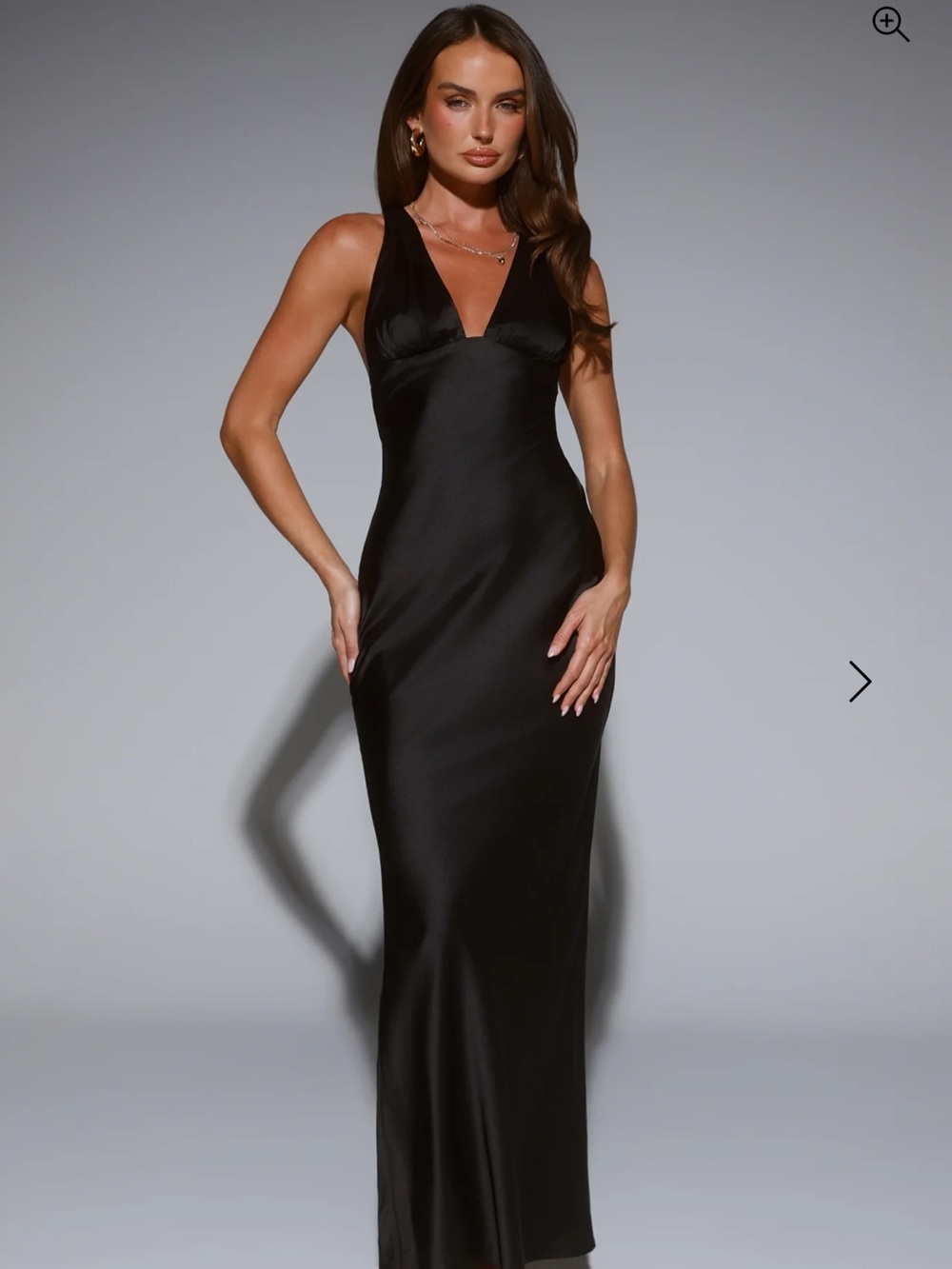 Hello Molly Black Satin V-Neck Maxi Dress